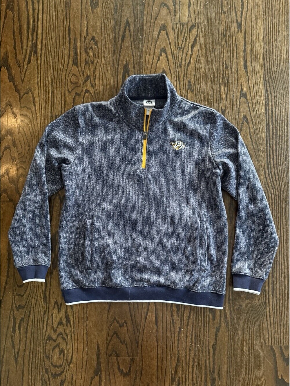 Nashville Predators Youth Large 12/14 1/4 Zip Fleece Pullover Herringbone NHL
